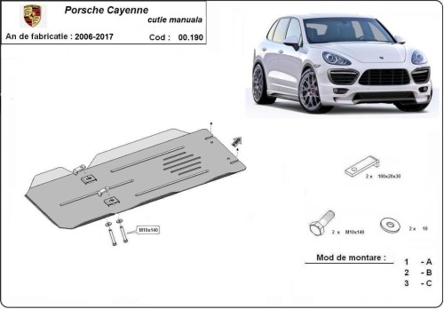 Stahl Unterfahrschutz für Getriebe Porsche Cayenne - Schaltgetriebe (2006-2017)