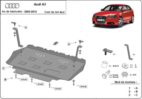 Aluminium Unterfahrschutz für Motor Audi A3 (2003-2012)