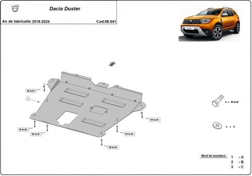 Aluminium Unterfahrschutz für Motor Dacia Duster II (2018-2024)