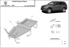 Aluminium Unterfahrschutz für Getriebe, Differential Suzuki Grand Vitara (2005-2019)