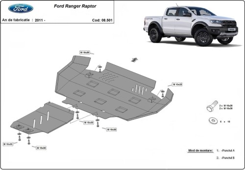 Stahl Unterfahrschutz für Motor Ford Ranger Raptor (2020-2023)