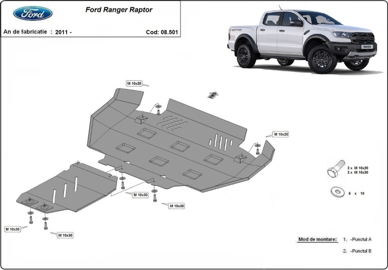 Stahl Unterfahrschutz für Motor Ford Ranger Raptor (2020-2023)