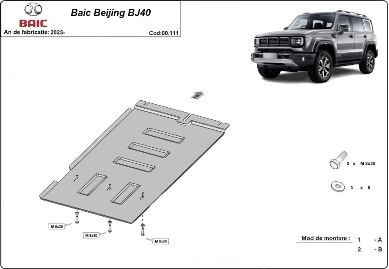 Stahl Unterfahrschutz für Getriebe Baic Beijing BJ40 (2023-2026)