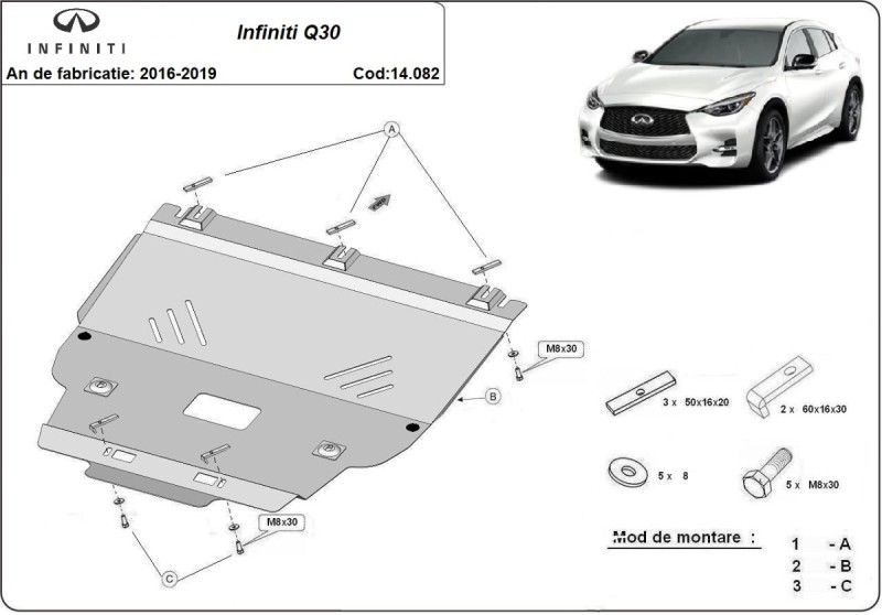 Stahl Unterfahrschutz für Motor Infiniti Q30 (2016-2019)