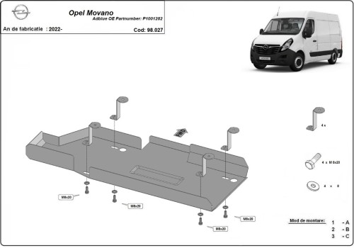 Stahl Unterfahrschutz für AdBluetank Opel Movano (2022-2026)