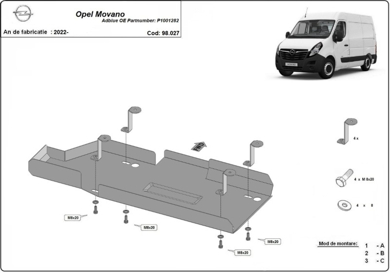 Stahl Unterfahrschutz für AdBluetank Opel Movano (2022-2026)