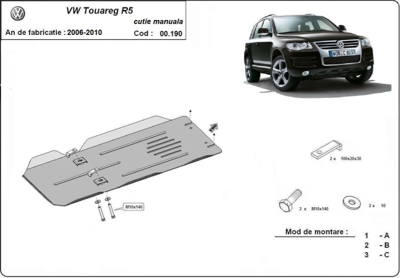 Stahl Unterfahrschutz für VW Touareg 7L - Schaltgetriebe (2006-2010)