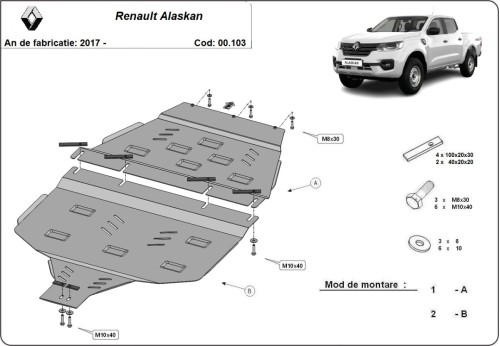 Stahl Unterfahrschutz für Getriebe Renault Alaskan (2017-2026)
