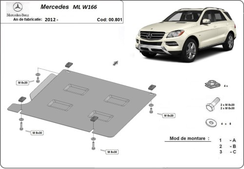Stahl Unterfahrschutz für Getriebe Mercedes ML W166 (2011-2019)