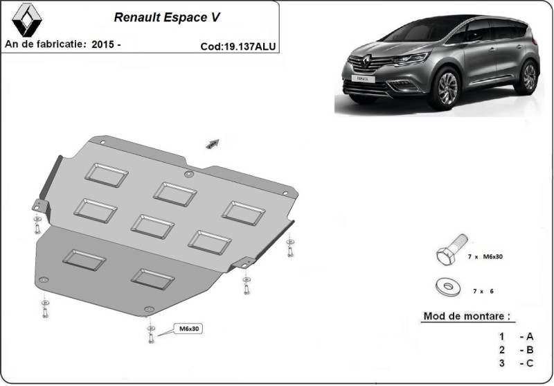 Aluminium Unterfahrschutz für Motor Renault Espace (2015-2026)