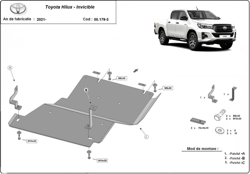 Stahl Unterfahrschutz für Differential Toyota Hilux Invincible (2021-2026)