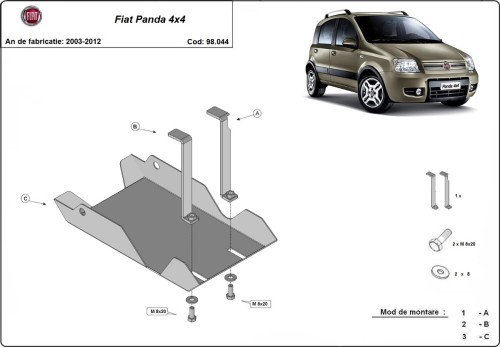 Stahl Unterfahrschutz für Differentialschutz Fiat Panda 4x4 (2003-2012)
