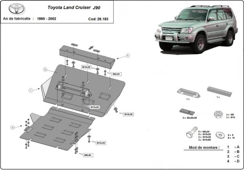 Stahl Unterfahrschutz für Motor Toyota Land Cruiser J90 (1995-2002)