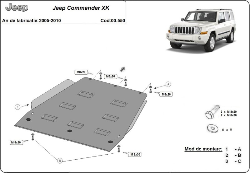 Stalowa Osłona skrzyni biegów Jeep Commander - JL (2005-2010) EAN